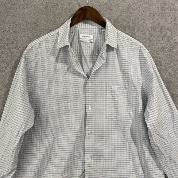NWOT Calvin Klein Men’s L Performance Dress Shirt, Blue Check - Picture 8 of 9